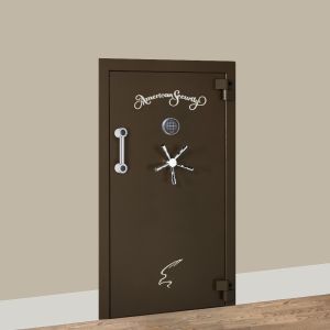 Amsec VD803XBF Vault Door - Textured Black with Brass hardware as Shown