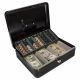 Barska CB11790 12 inch Cash Box and Coin Tray With Key Lock, Black